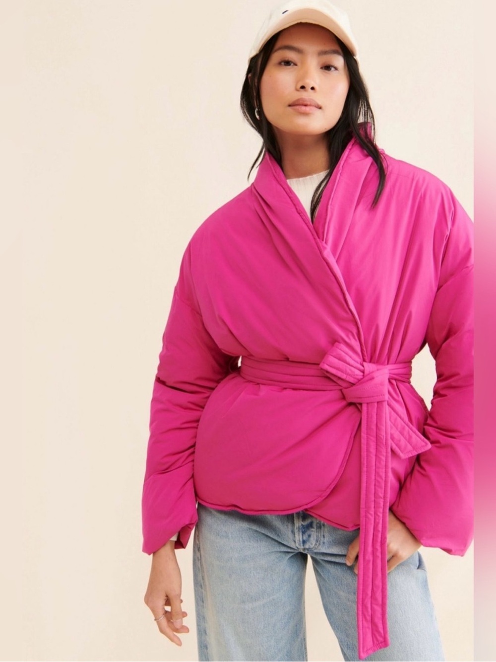 Anthropology Pink Crop Cocoon Puffy Jacket XS